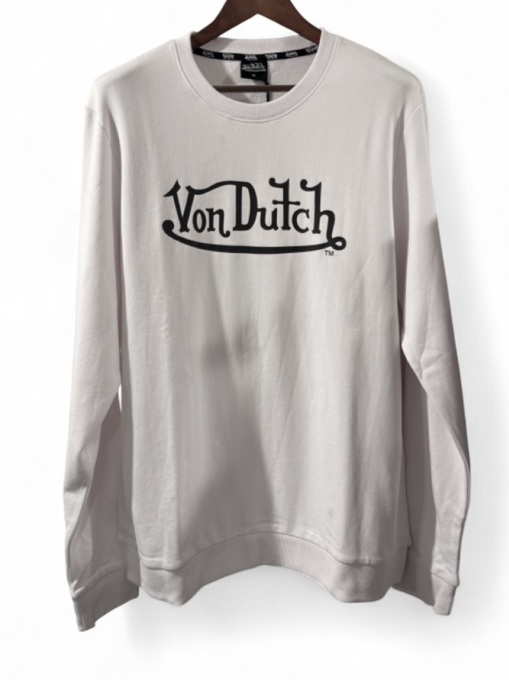 Von Dutch Y2K French Terry White Crewneck Sweatshirt Size Men’s XL (NWT)
